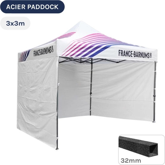Barnum Pliant - Tente Acier Paddock 3mx3m IMPRIMEE PURPLE avec 3 cloisons