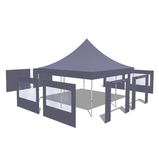 Tonnelle Pliante Alu Pro 55 LUXE M2 5mx5m BLANC + Pack Fenêtres 580gr/m²