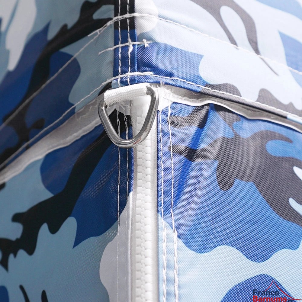 Solides anneaux de haubanage barnum pliant Acier premium 3m x 3m camouflage bleu