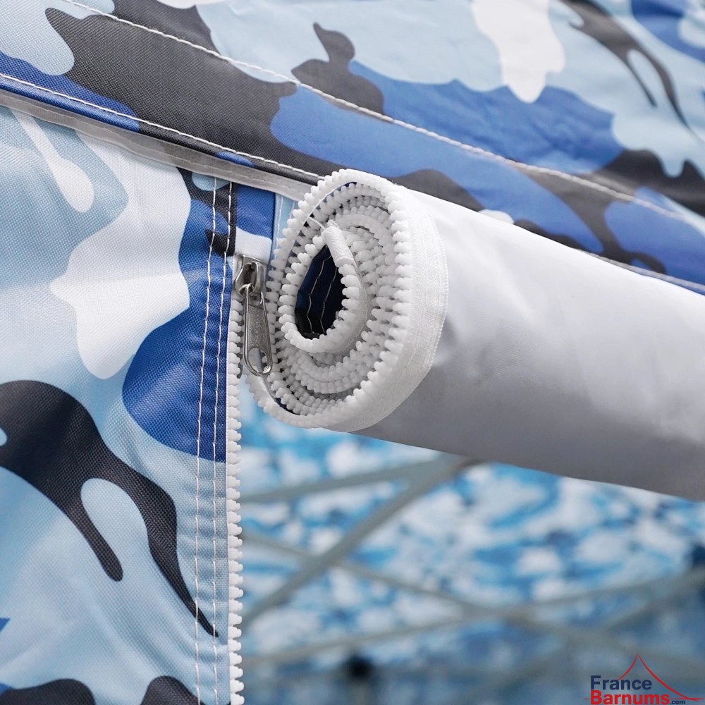 Porte enroulable de barnum pliant Acier premium 3x3m camouflage bleu