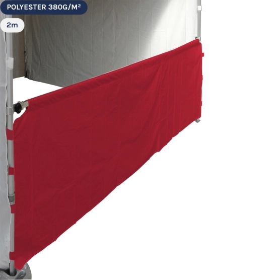 Demi-paroi rouge en 380gr/m2 de 2m pour barnum pliant