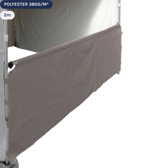 Demi-paroi taupe en 380gr/m2 de 2m pour barnum pliant