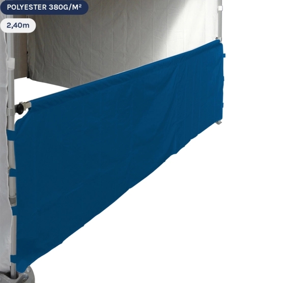 Demi-paroi bleue en 380gr/m2 de 2,4m pour barnum pliant