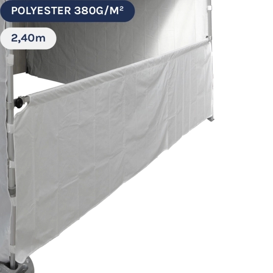 Demi-paroi blanche en 380gr/m2 de 2,4m pour barnum pliant