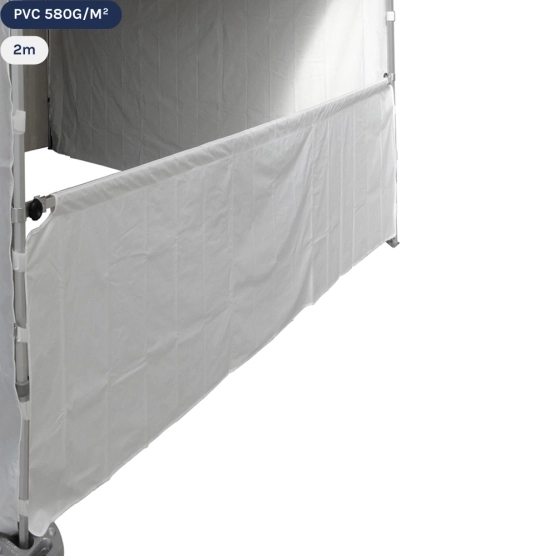 Demi-paroi blanche de 2m en 580gr/m² pour barnum pliant
