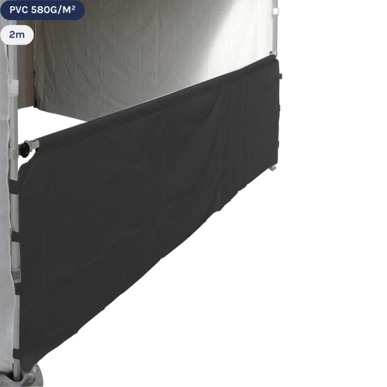 Demi-paroi noire de 2m en 580gr/m² pour barnum pliant