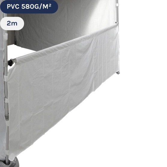 Demi-paroi blanche de 2m en 580gr/m² pour barnum pliant