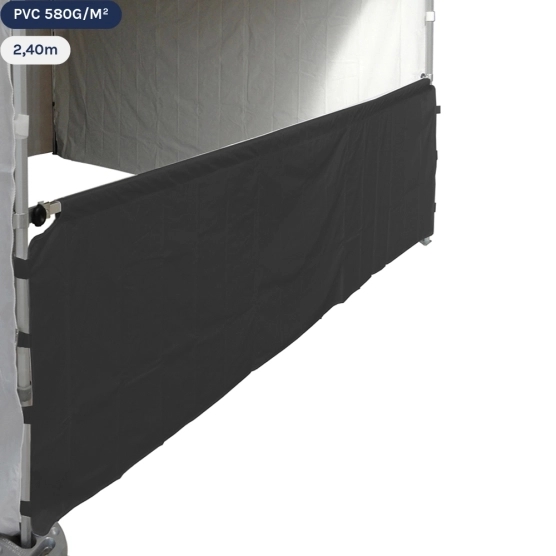 Demi-paroi noire de 2,4m en 580gr/m² pour barnum pliant