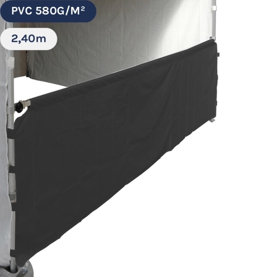 Demi-paroi noire de 2,4m en 580gr/m² pour barnum pliant