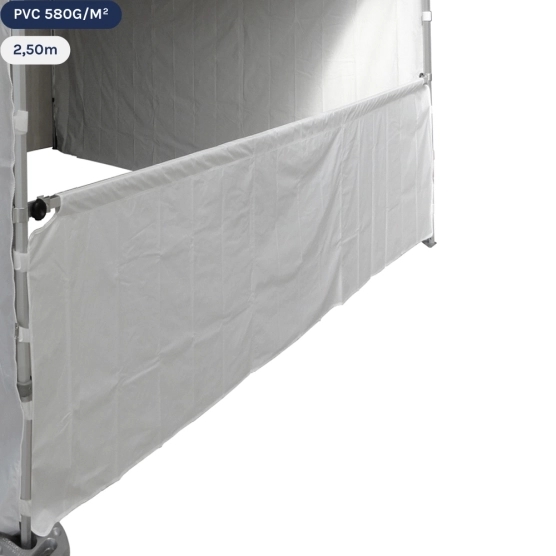 Demi-paroi blanche de 2,5m en 580gr/m² pour barnum pliant