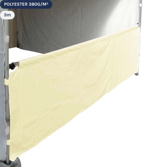 Demi-paroi beige en 380gr/m2 de 3m pour barnum pliant