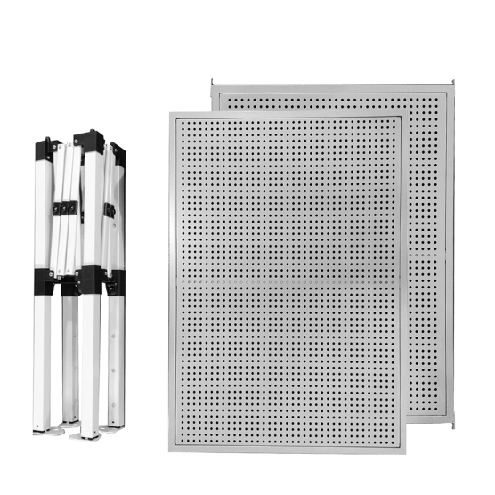 Présentoir comptoir métallique pliant 1m x 70 cm avec pieds réglables en hauteur