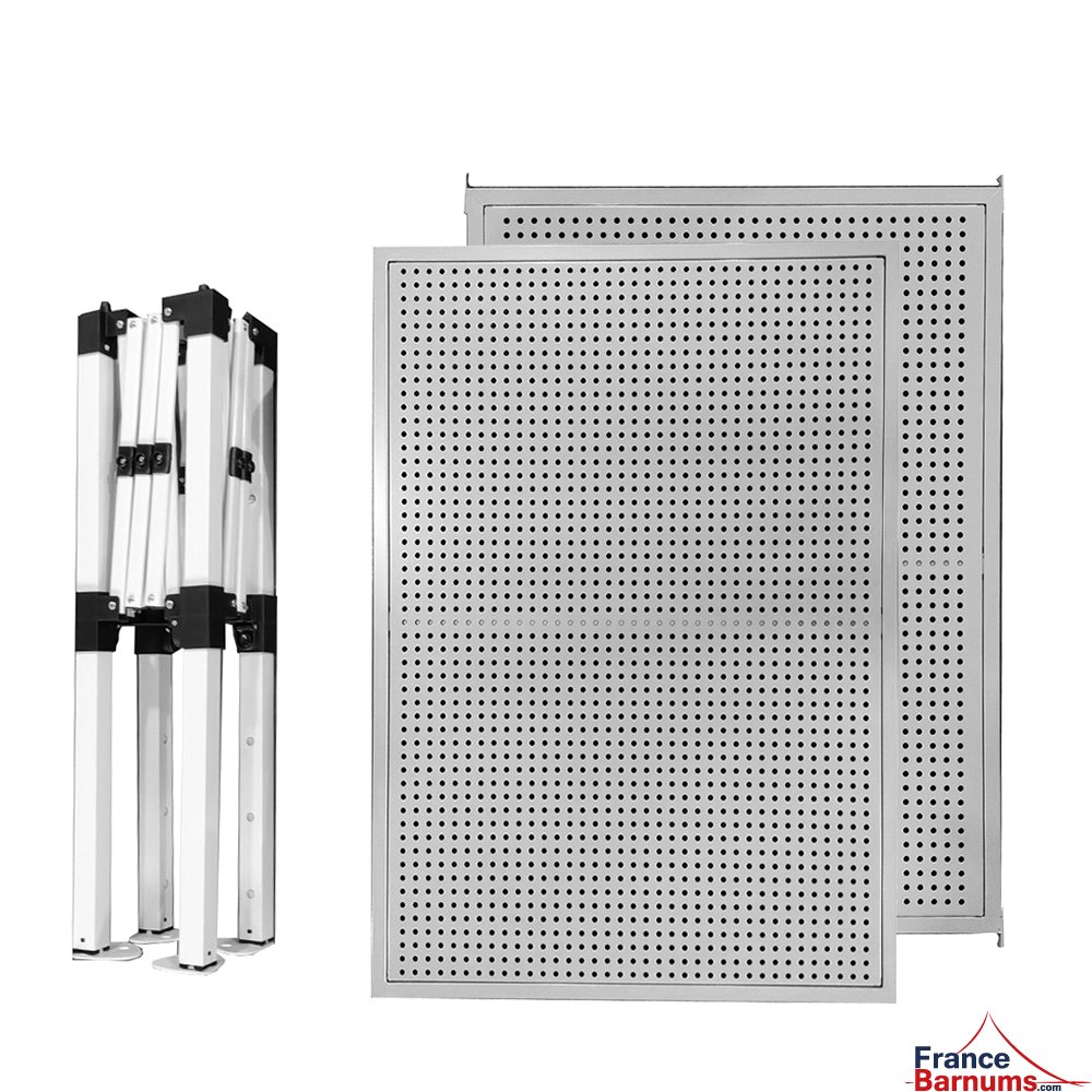 Présentoir comptoir métallique pliant 1m x 70 cm avec pieds réglables en hauteur