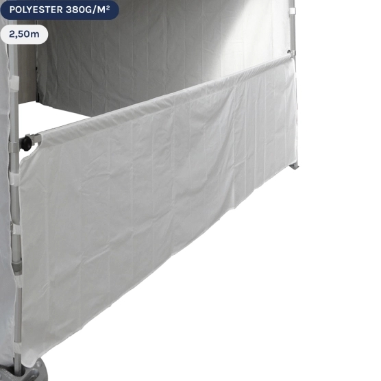 Demi-paroi blanche en 380gr/m2 de 2,5m pour barnum pliant