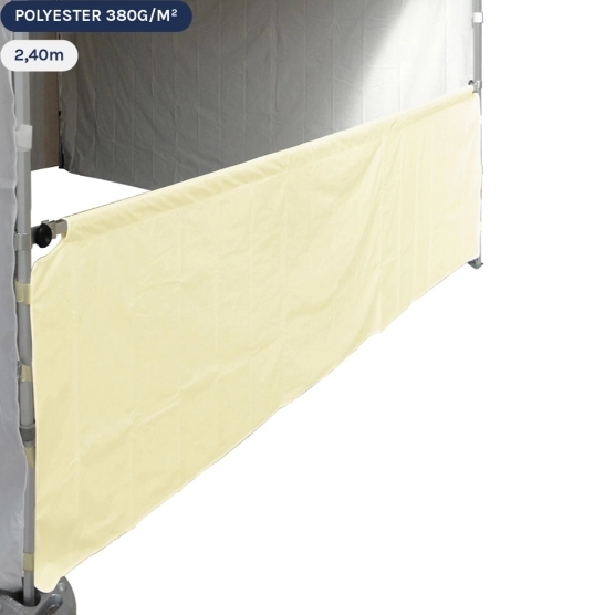 Demi-paroi beige en 380g/m2 de 2,4m pour barnum pliant
