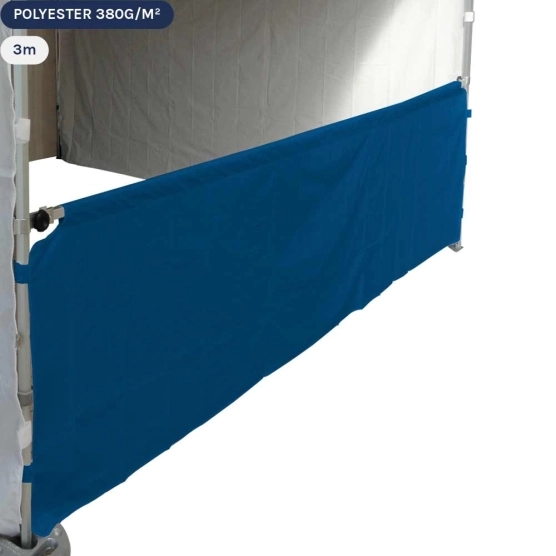 Demi-paroi bleu de 3m en 580gr/m² pour barnum pliant