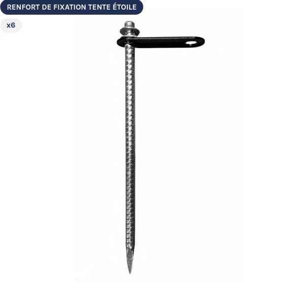 Ce kit vous permet d'ajouter un piquet relié à un plaque en acier à votre installation de base pour sécuriser votre tente étoile