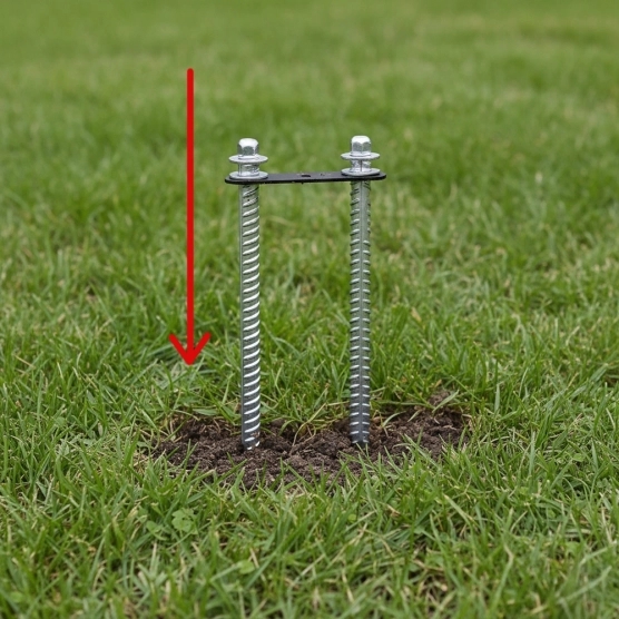 En ajoutant un second piquet et une plaque pour lier les deux ancrages, vous renforcez la sécurité de votre tente étoile.