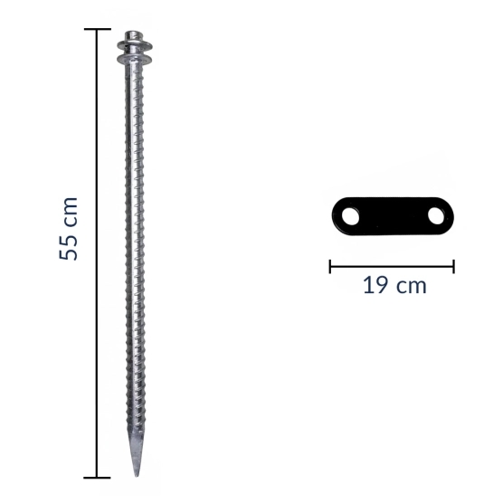 Dimensions des éléments du kit de fixation pour tente étoile