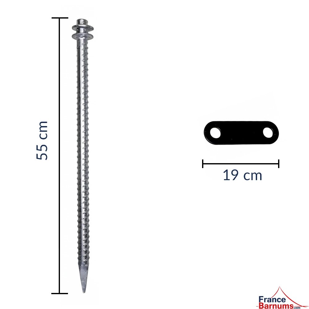Dimensions des éléments du kit de fixation pour tente étoile