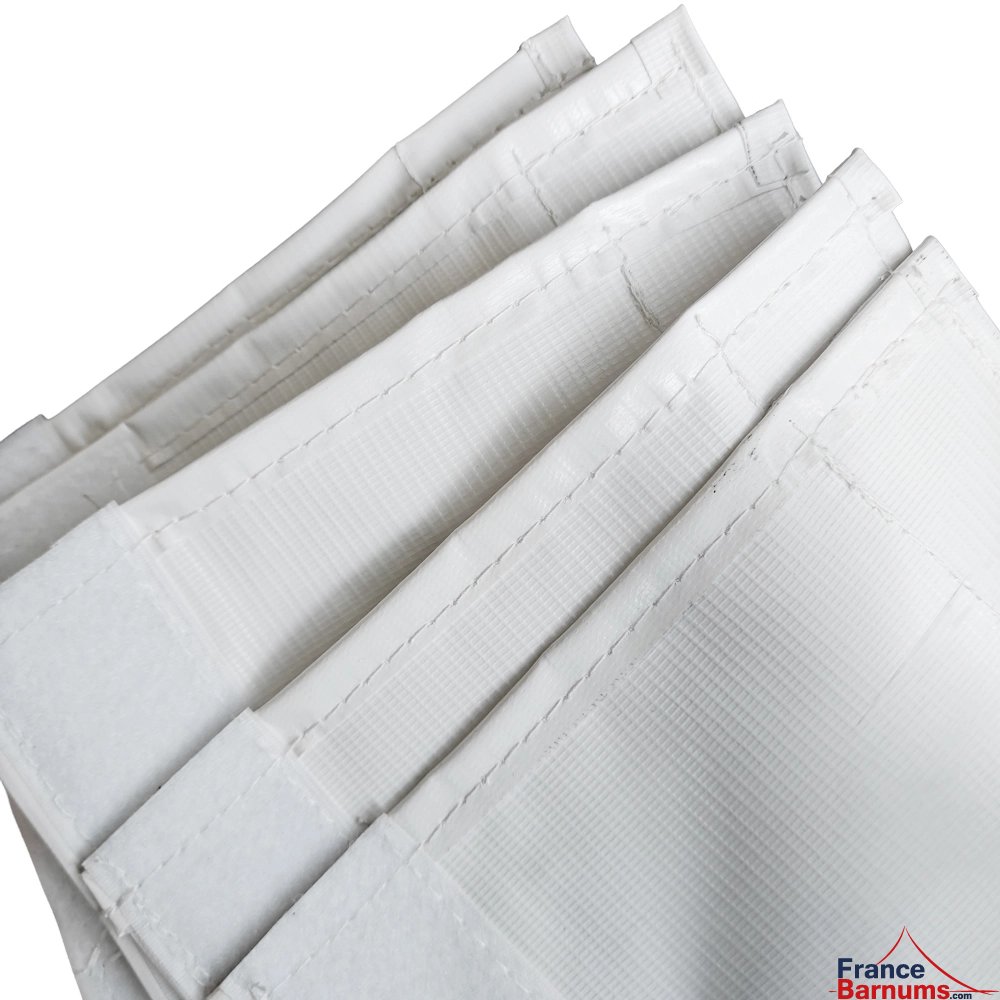 Raccord entre barnums pliants de couleur blanche en PVC 580g/m² avec attaches velcro