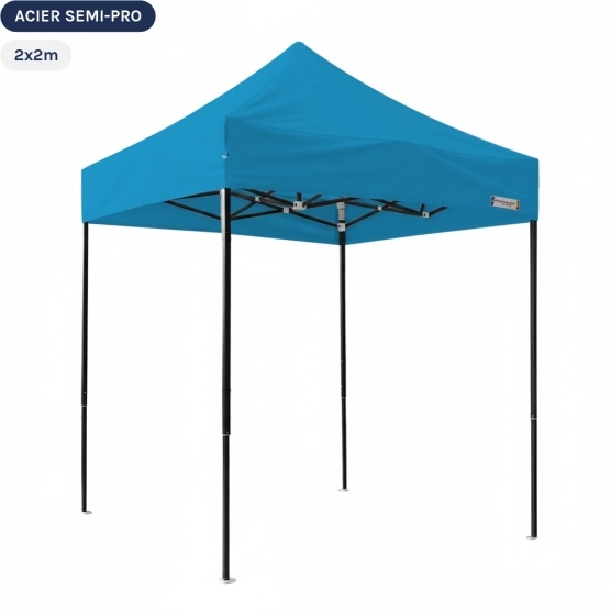 Tente Pliante Tonnelle Acier Semi Pro 2mx2m BLEU AZUR