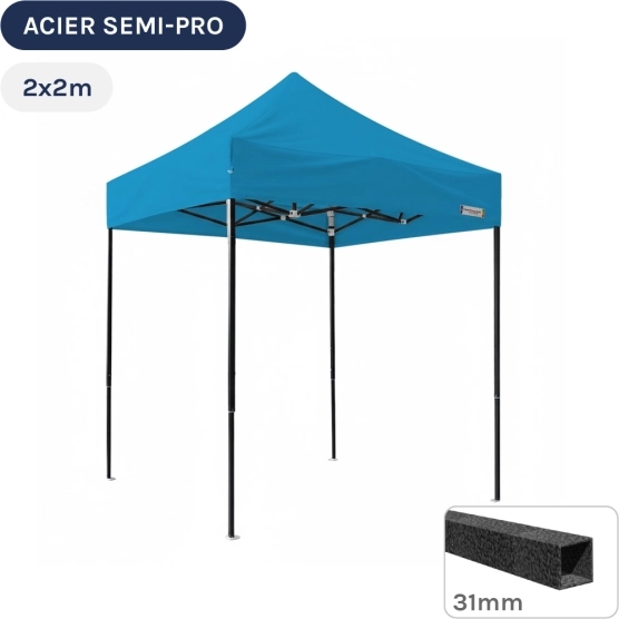 Barnum pliant - Tonnelle Acier Semi Pro 2mx2m BLEU AZUR