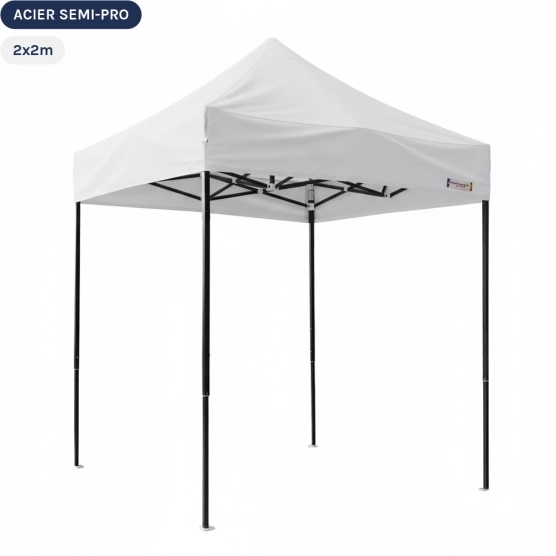Tente Pliante Tonnelle Acier Semi Pro 2mx2m BLANC