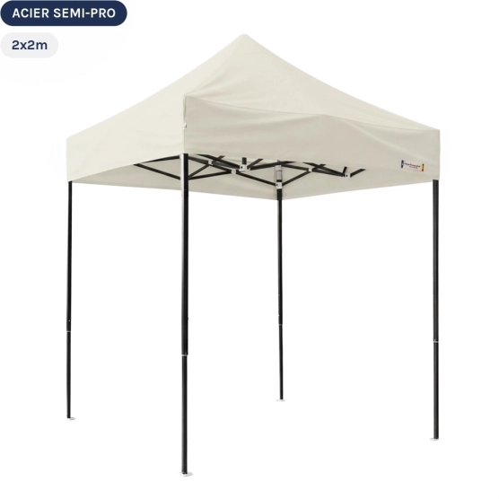 Tente Pliante Tonnelle Acier Semi Pro 2mx2m BEIGE