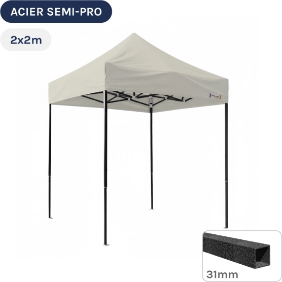 Barnum pliant - Tonnelle Acier Semi Pro 2mx2m BEIGE
