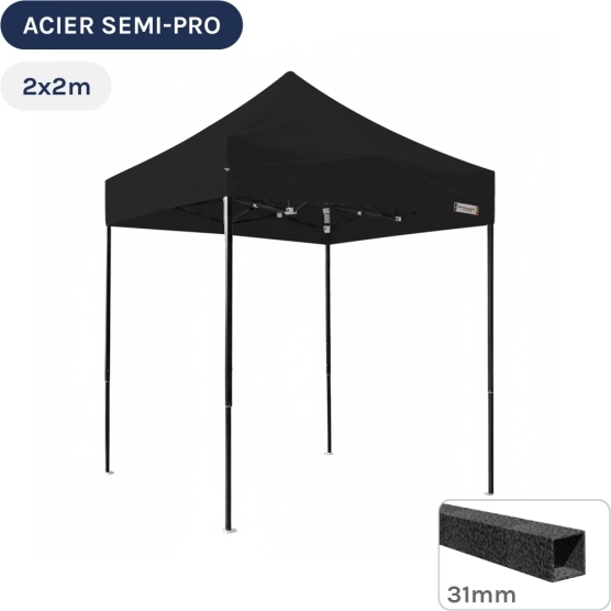 Barnum pliant - Tonnelle Acier Semi Pro 2mx2m NOIR