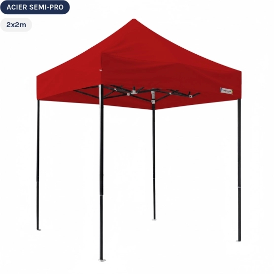 Tente Pliante Tonnelle Acier Semi Pro 2mx2m ROUGE