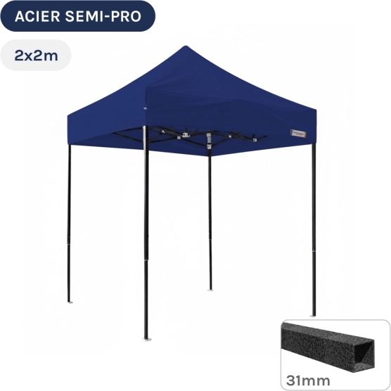 Barnum pliant - Tonnelle Acier Semi Pro 2mx2m BLEU