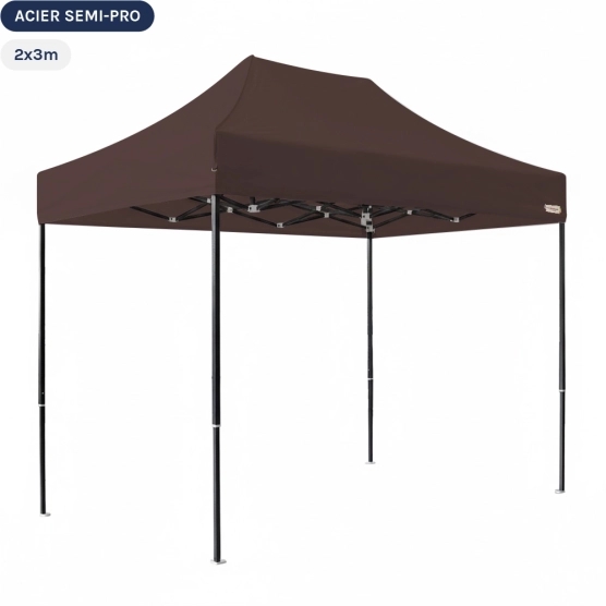 Tente Pliante Tonnelle Acier Semi Pro 2mx3m BRUN CACAO