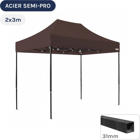 Barnum pliant - Tonnelle Acier Semi Pro 2mx3m BRUN CACAO