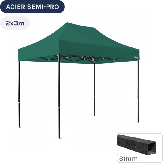 Barnum pliant - Tonnelle Acier Semi Pro 2mx3m VERT EMERAUDE