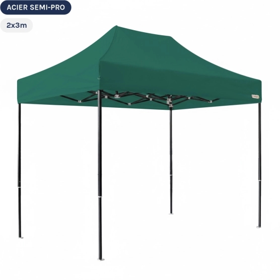Tente Pliante Tonnelle Acier Semi Pro 2mx3m VERT EMERAUDE