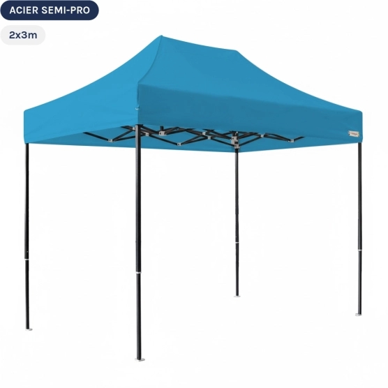Tente Pliante Tonnelle Acier Semi Pro 2mx3m BLEU AZUR