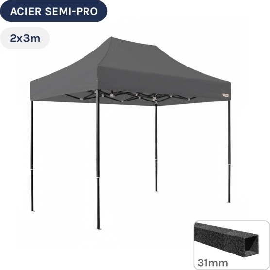 Barnum pliant - Tonnelle Acier Semi Pro 2mx3m GRIS