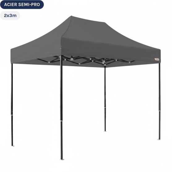 Tente Pliante Tonnelle Acier Semi Pro 2mx3m GRIS