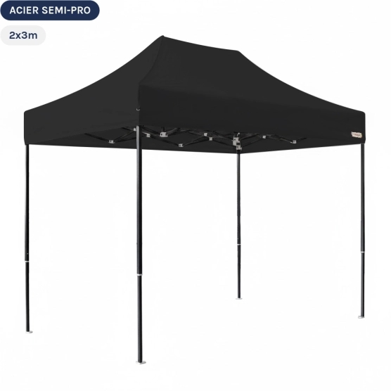 Tente Pliante Tonnelle Acier Semi Pro 2mx3m NOIR