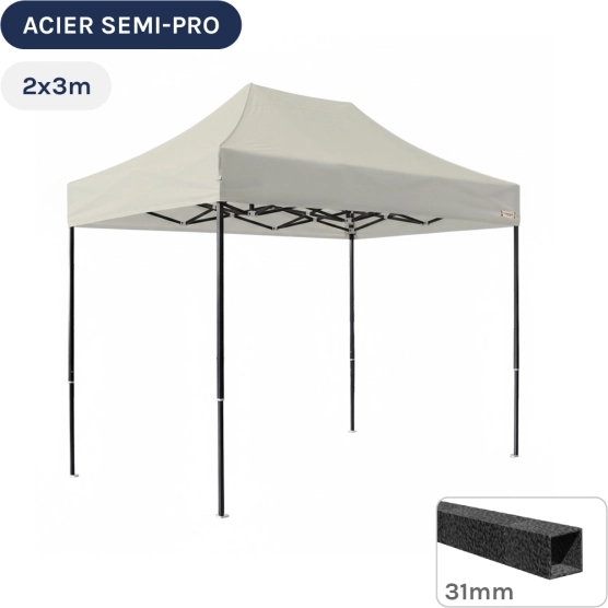 Barnum pliant - Tonnelle Acier Semi Pro 2mx3m BEIGE
