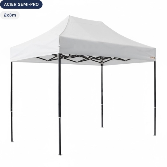 Tente Pliante Tonnelle Acier Semi Pro 2mx3m BLANC