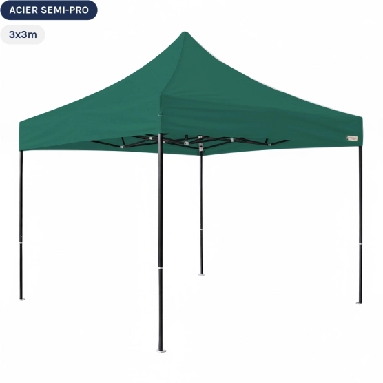 Tente Pliante Tonnelle Acier Semi Pro 3mx3m VERT EMERAUDE