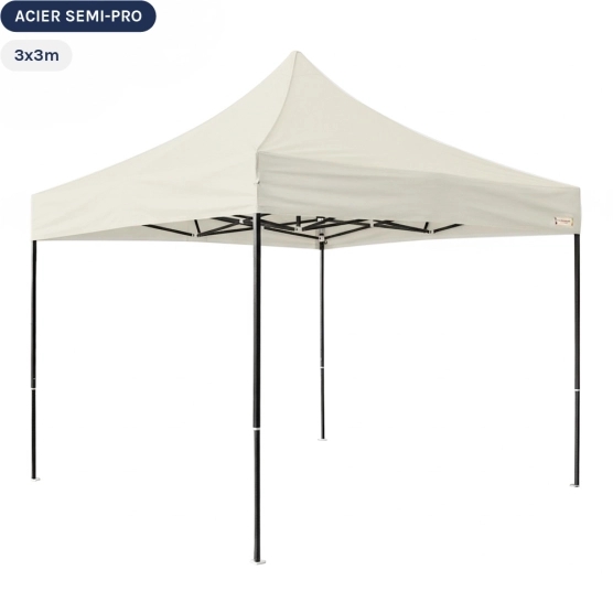 Tente Pliante  Tonnelle Acier Semi Pro 3mx3m BEIGE