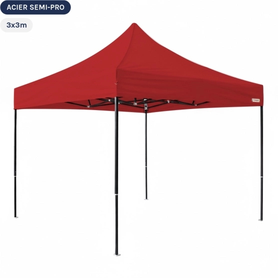 Tente Pliante Tonnelle Acier Semi Pro 3mx3m ROUGE