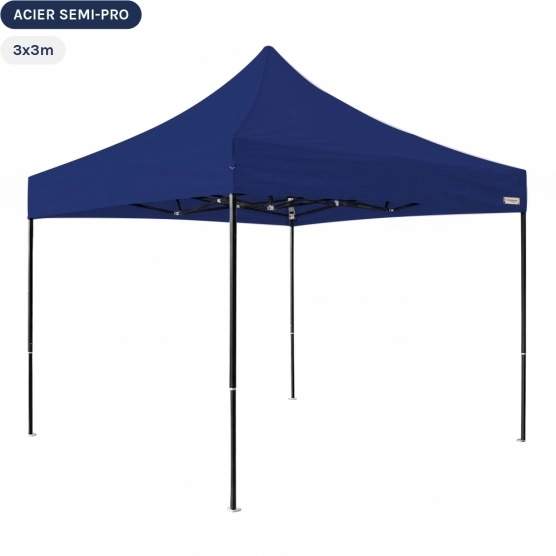 Tente Pliante Tonnelle Acier Semi Pro 3mx3m BLEU