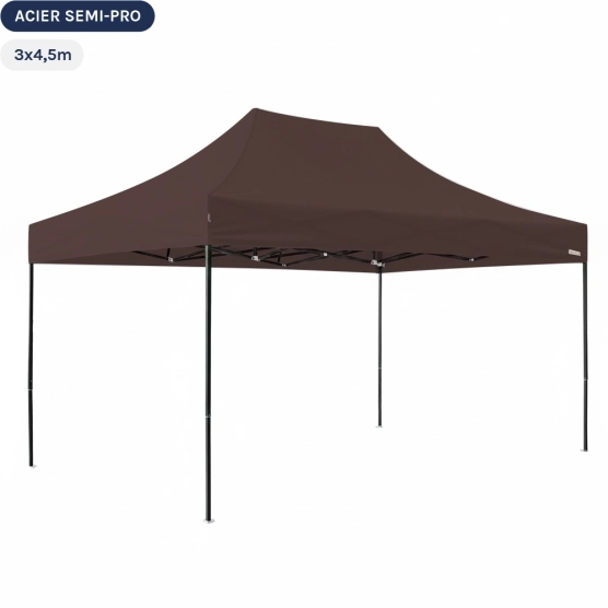 Tente Pliante Tonnelle Acier Semi Pro 3mx4,5m BRUN CACAO
