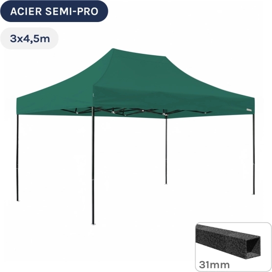 Barnum pliant - Tonnelle Acier Semi Pro 3mx4,5m VERT EMERAUDE