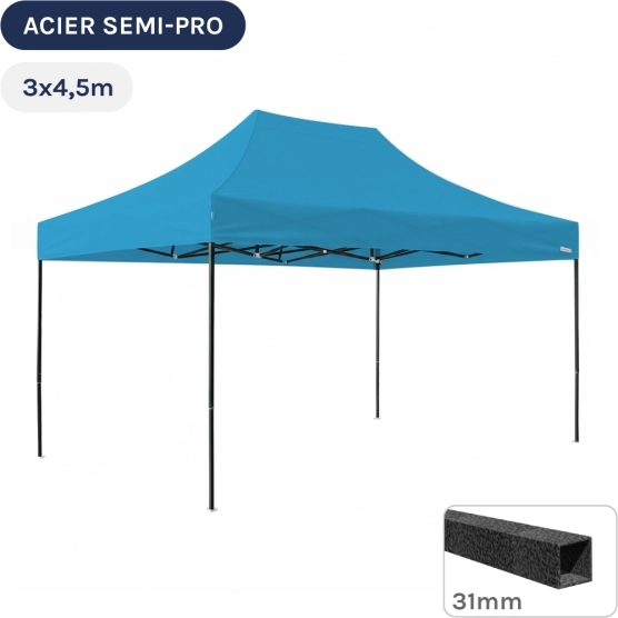 Barnum pliant - Tonnelle Acier Semi Pro 3mx4,5m BLEU AZUR